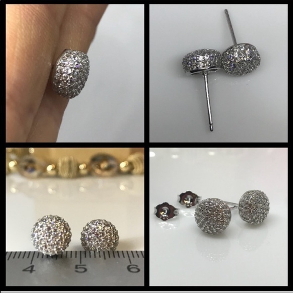 Micro paved dome silver earrings